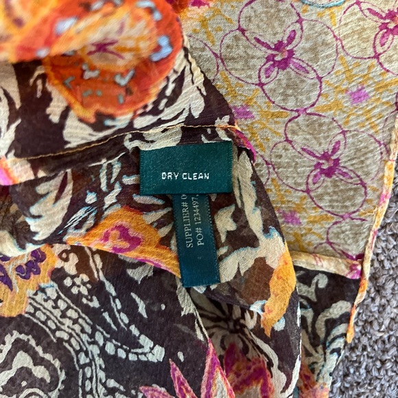 Ralph Lauren Women's Multicolor Sleeveless paisley print 100% silk Ruffle Top XS - Picture 9 of 9